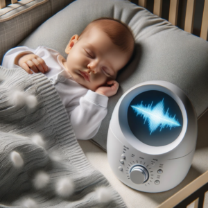 Bebe durmiendo con máquina de ruido blanco