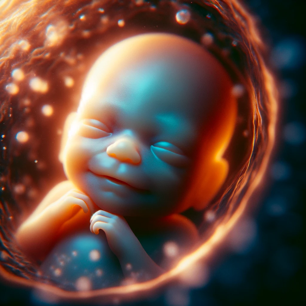 Un bebe feliz en el utero